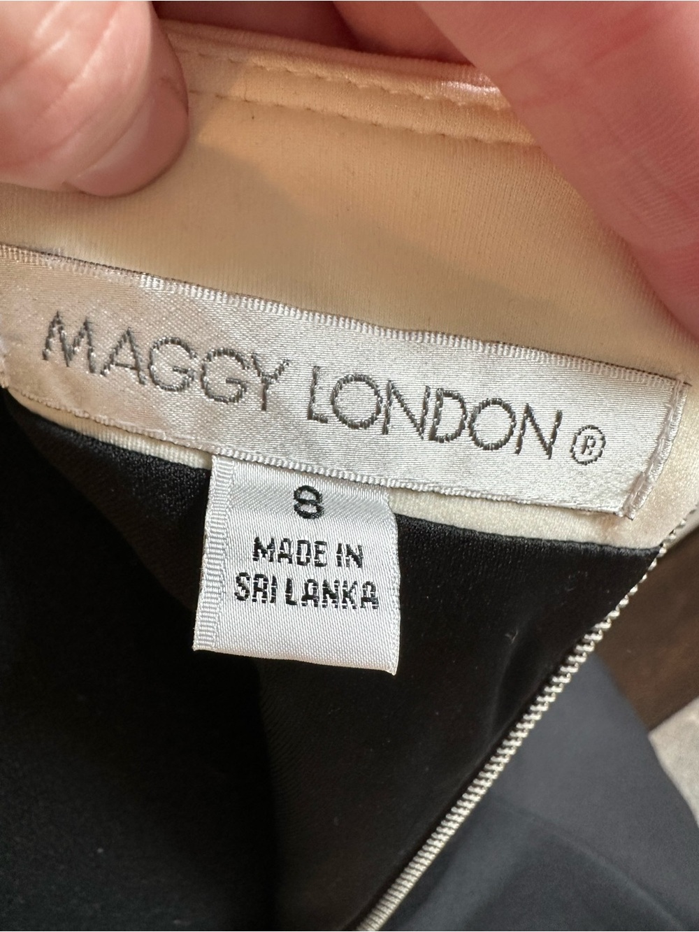 Maggy London Black and Ivory Stretch Cocktail Dress - Picture 5 of 6